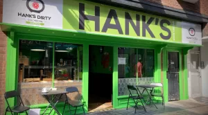 The front of 'Hanks' restaurant in Colchester, with a view of the restaurant's window display