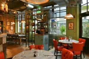 The inside of Bill's restaurant in Colchester, with a view of the restaurant's tables and counter